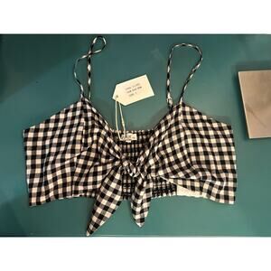 Lunik Gingham Tie-Front Bralette Crop Top – Size L (NWT)